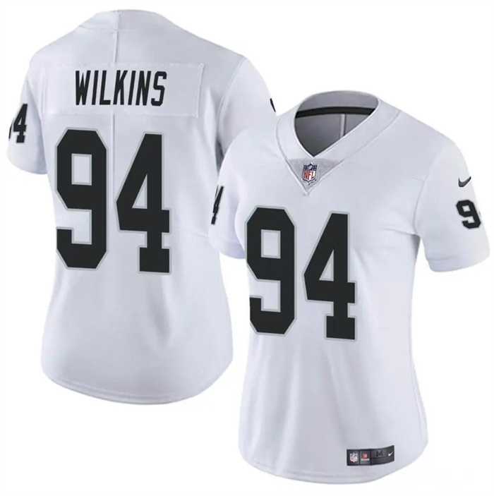 Womens Las Vegas Raiders #94 Christian Wilkins White Vapor Stitched Jersey Dzhi